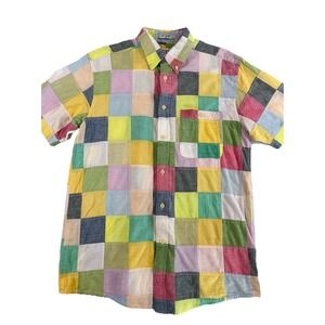 Vintage Orvis Madras Patchwork Colorfull Fly‎ Fishing Shirt India Men M Retro